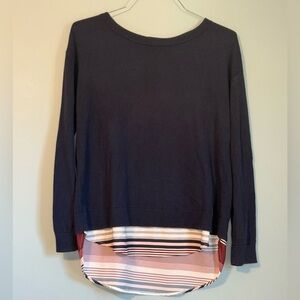 Market & Spruce Navy Sweater with Maroon, Pink and White Stripes